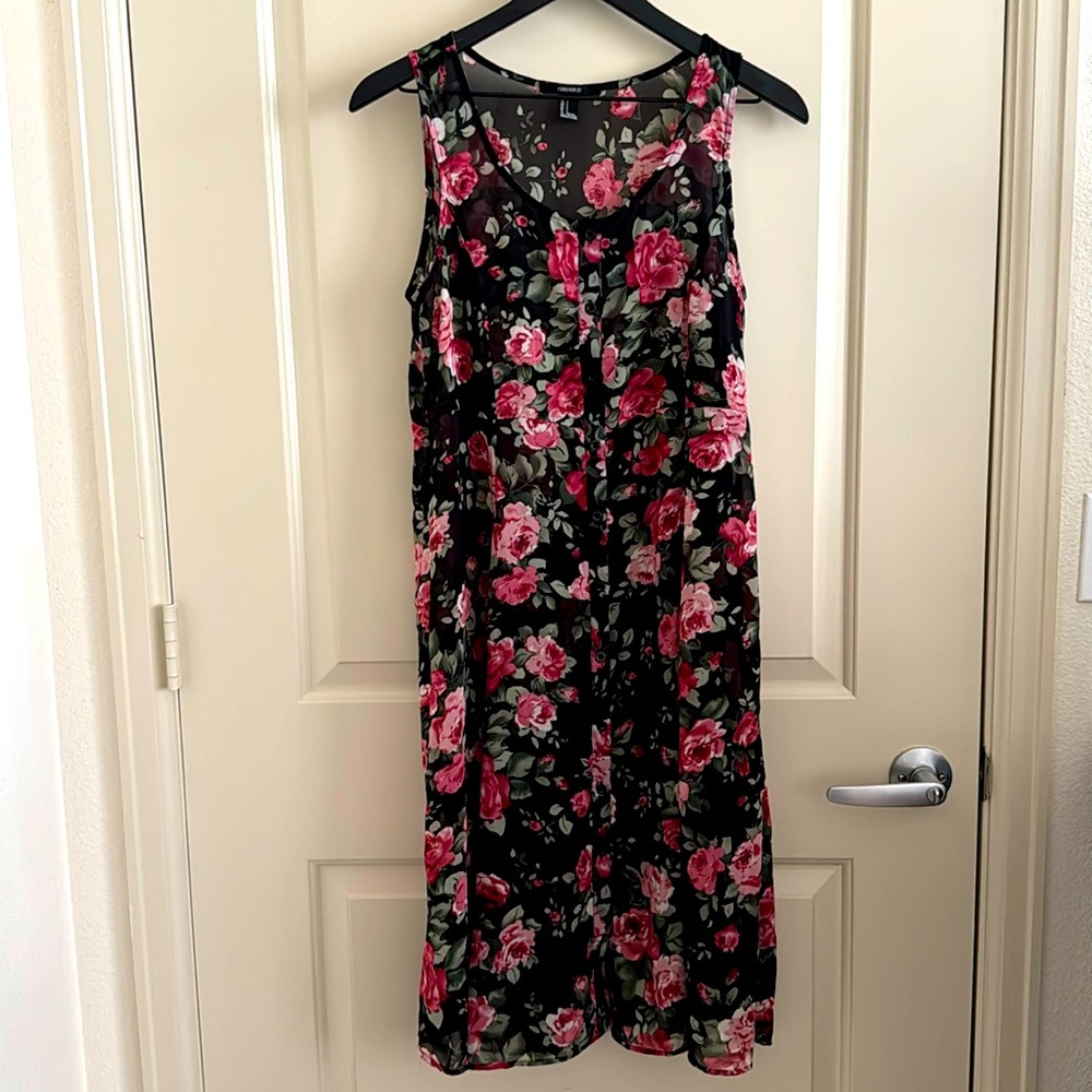Forever 21 Floral Black and Pink Dress